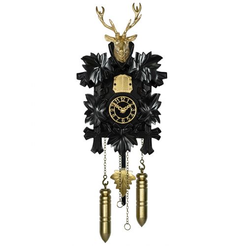 Kuckucksuhr Hirsch - schwarz/gold
