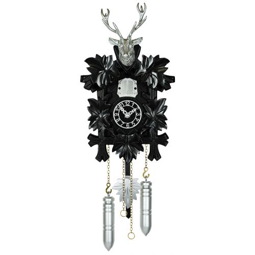 Kuckucksuhr Hirsch - schwarz/silber