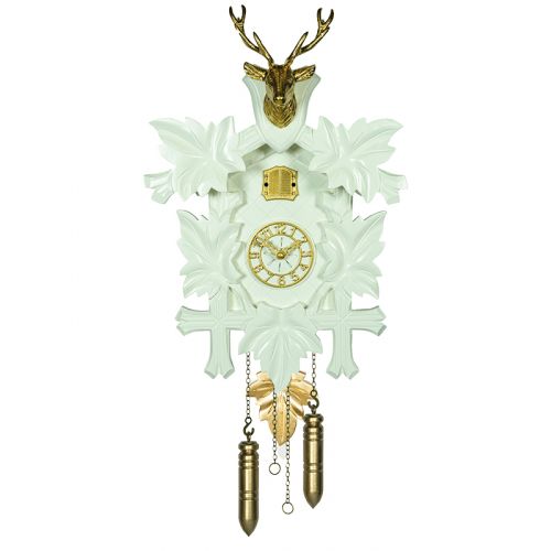 Kuckucksuhr Hirsch - weiß/gold