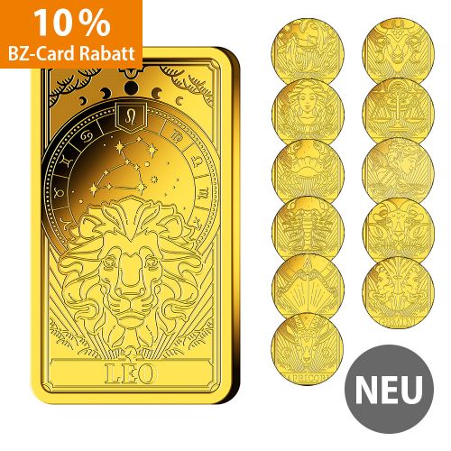 Goldbarren Sternzeichen mit Zertifikat