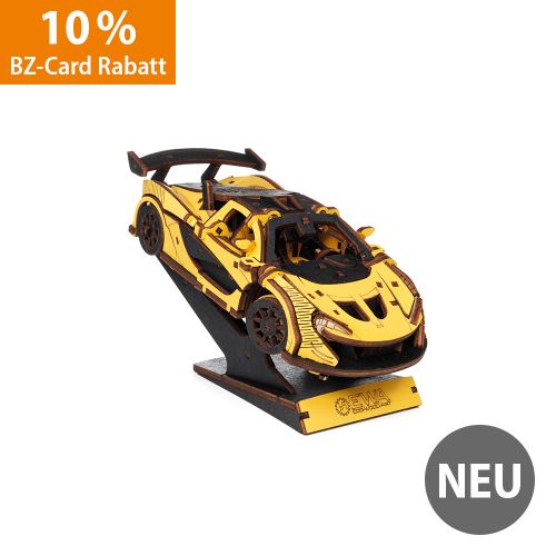 3D-Holzpuzzle, Racing Car gelb