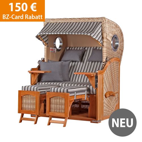 Strandkorb grau-gestreift