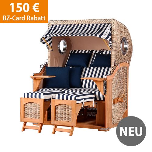 Strandkorb blau-weiß gestreift