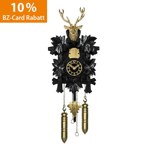 Kuckucksuhr Hirsch - schwarz/gold