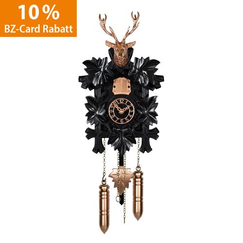 Kuckucksuhr Hirsch - schwarz/kupfer