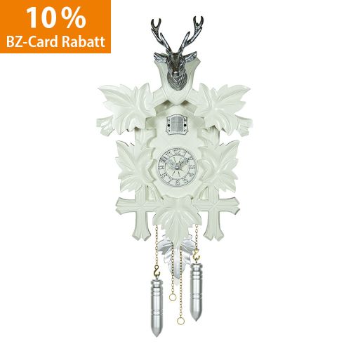 Kuckucksuhr Hirsch - weiß/silber
